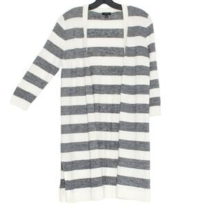 Talbots Cardigan Sweater Duster Coastal Grandma Cottage 3/4 Sleeve Stripe MP